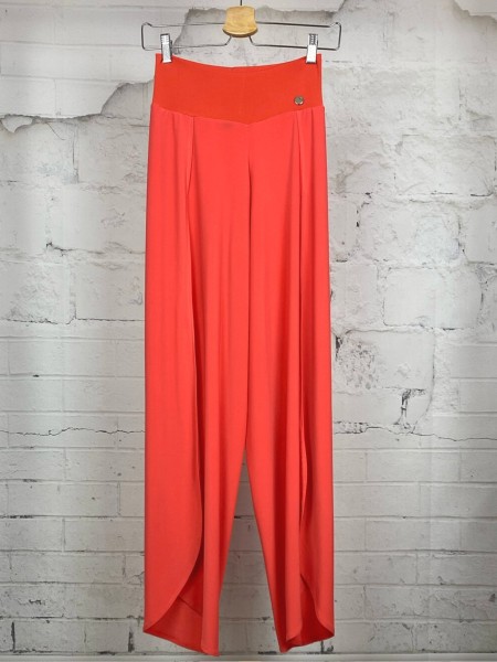 Pantalones naranjas con hendidura de tela elástica BULERIAS 03