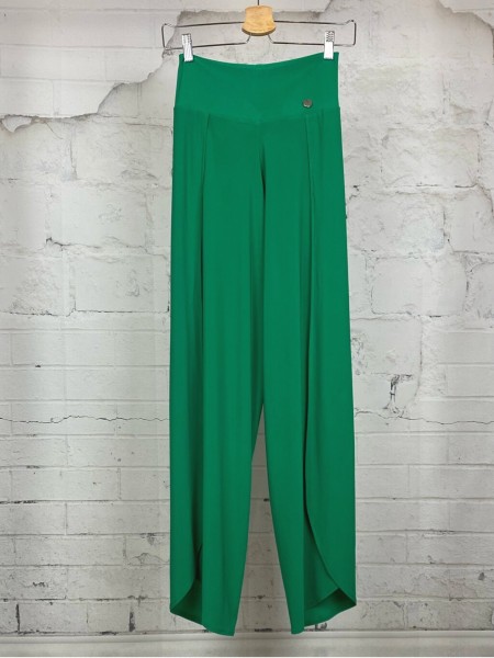 Pantalones verdes con hendidura de tela elástica BULERIAS 05